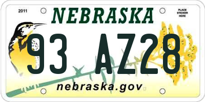NE license plate 93AZ28
