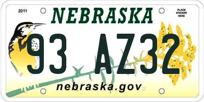 NE license plate 93AZ32