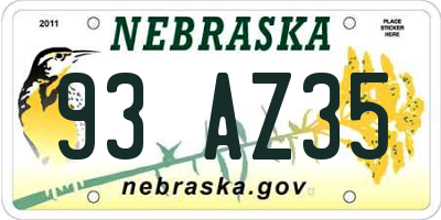 NE license plate 93AZ35