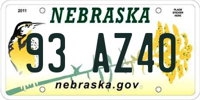 NE license plate 93AZ40