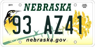 NE license plate 93AZ41