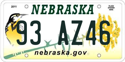 NE license plate 93AZ46