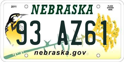 NE license plate 93AZ61