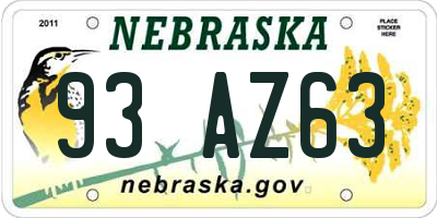 NE license plate 93AZ63