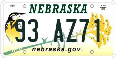 NE license plate 93AZ71
