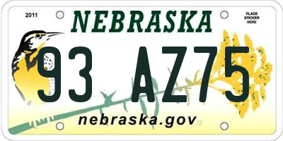 NE license plate 93AZ75