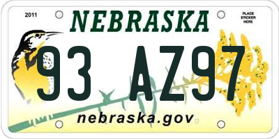 NE license plate 93AZ97