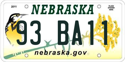 NE license plate 93BA11