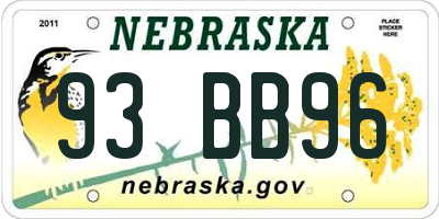 NE license plate 93BB96