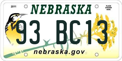 NE license plate 93BC13