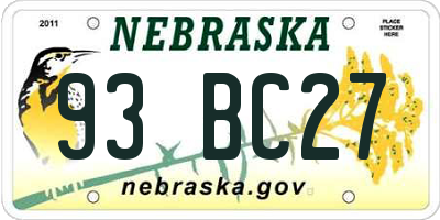 NE license plate 93BC27