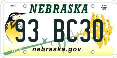 NE license plate 93BC30