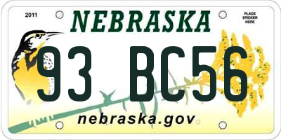 NE license plate 93BC56
