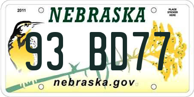 NE license plate 93BD77