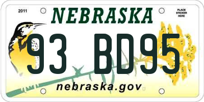 NE license plate 93BD95