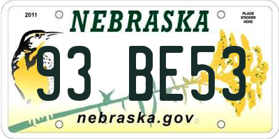NE license plate 93BE53