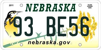 NE license plate 93BE56