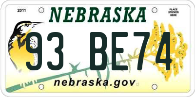 NE license plate 93BE74
