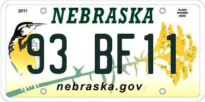 NE license plate 93BF11