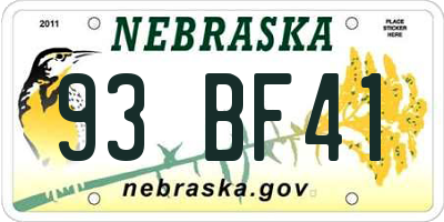 NE license plate 93BF41