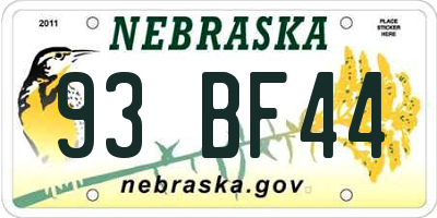 NE license plate 93BF44