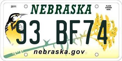 NE license plate 93BF74