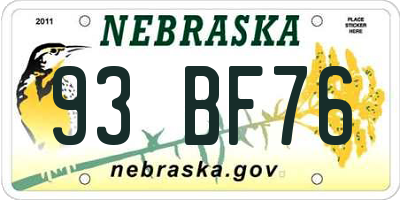 NE license plate 93BF76