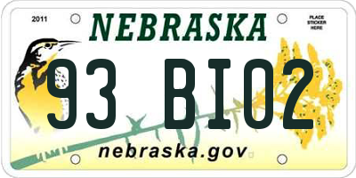 NE license plate 93BI02