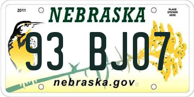NE license plate 93BJ07