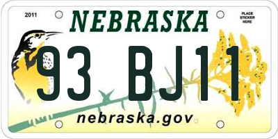 NE license plate 93BJ11