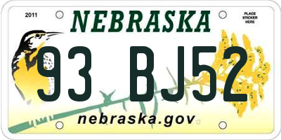 NE license plate 93BJ52