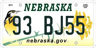 NE license plate 93BJ55