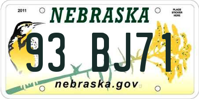 NE license plate 93BJ71