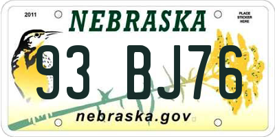 NE license plate 93BJ76