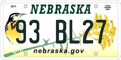 NE license plate 93BL27