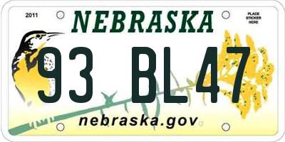 NE license plate 93BL47
