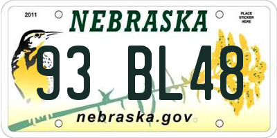 NE license plate 93BL48