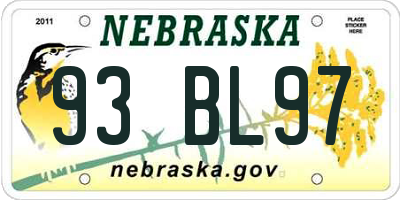 NE license plate 93BL97
