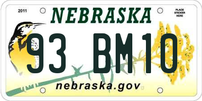 NE license plate 93BM10