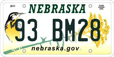 NE license plate 93BM28