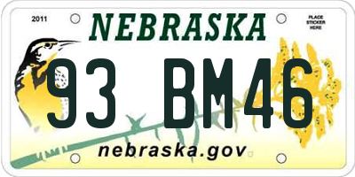 NE license plate 93BM46
