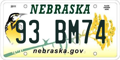 NE license plate 93BM74