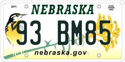 NE license plate 93BM85