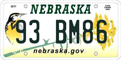 NE license plate 93BM86