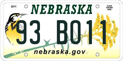 NE license plate 93BO11
