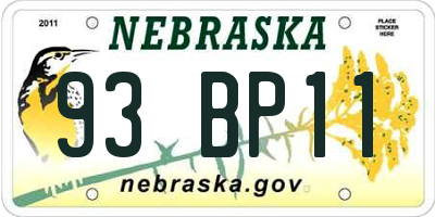 NE license plate 93BP11