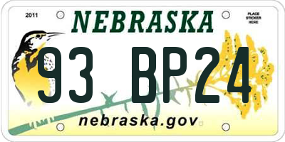 NE license plate 93BP24