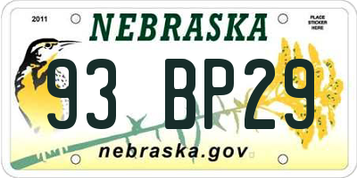 NE license plate 93BP29