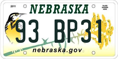 NE license plate 93BP31