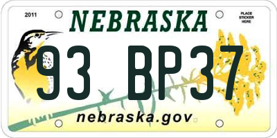 NE license plate 93BP37